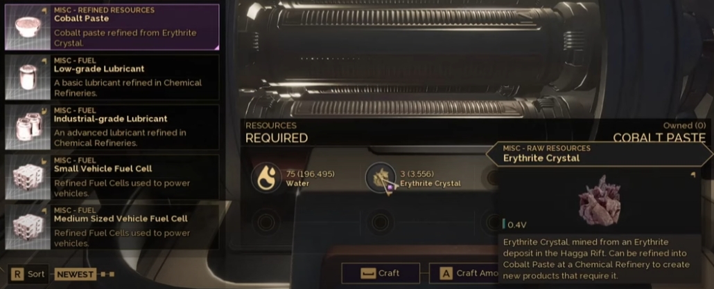 dune awakening cobalt paste and erythrite crystal